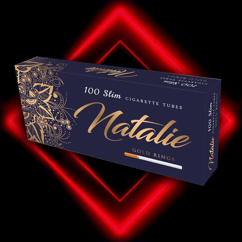 Cigarette slim cork tubes with gold rings hot foil 100 (RYO)- Natalie